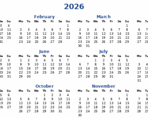 2026 calendar