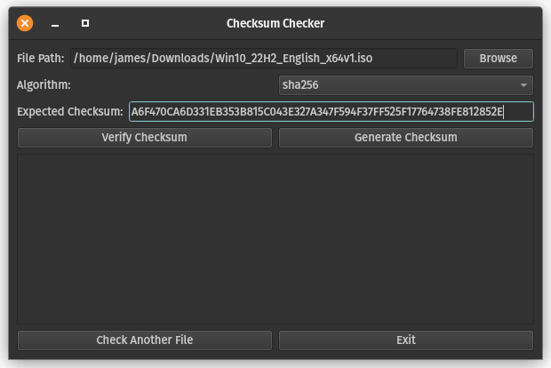 Checksum Checker in action