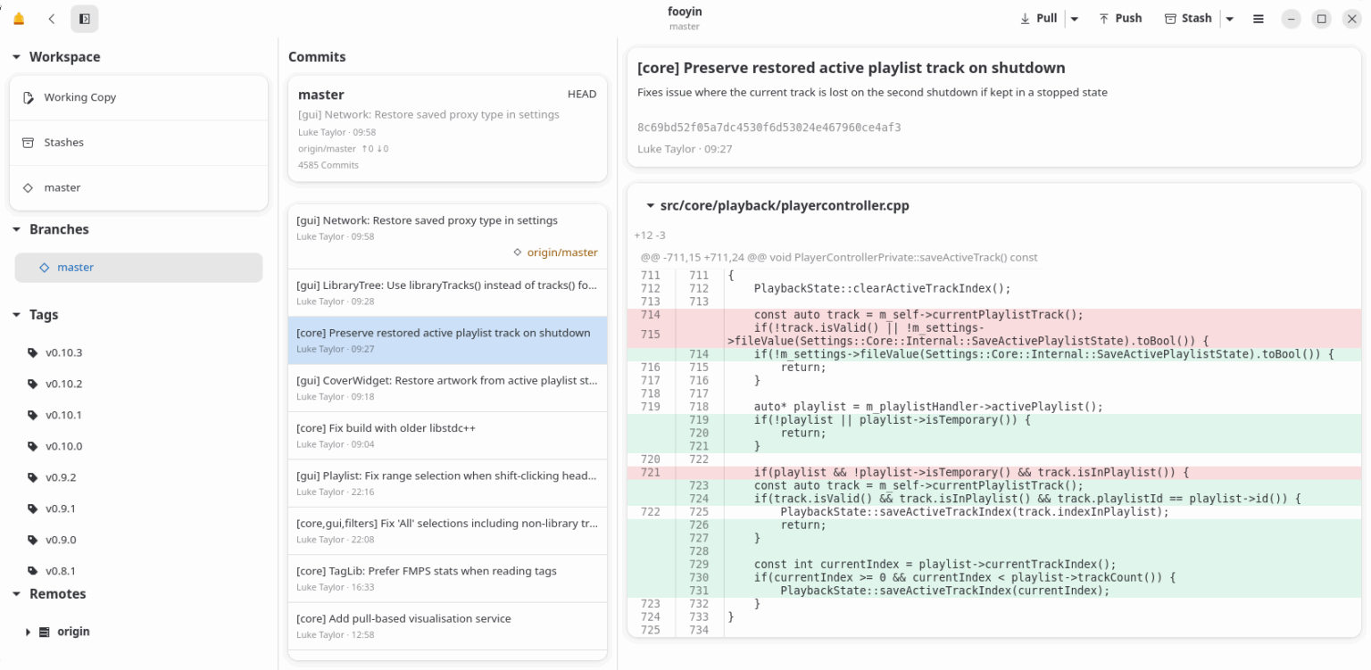 Gitte - desktop Git client for GNOME - LinuxLinks