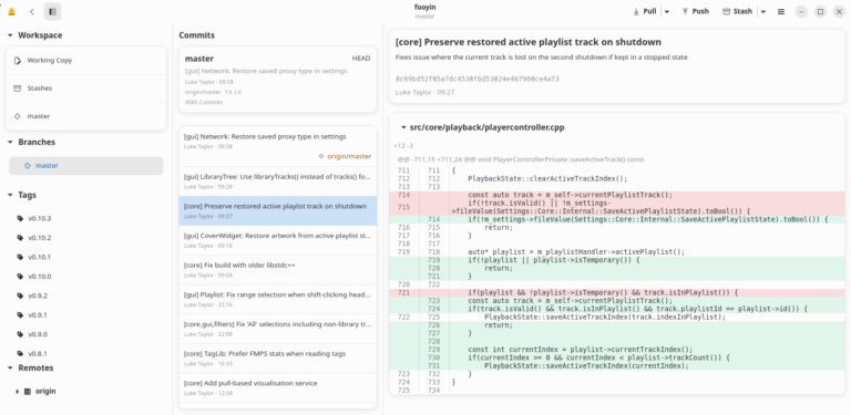 Gitte - desktop Git client for GNOME - LinuxLinks
