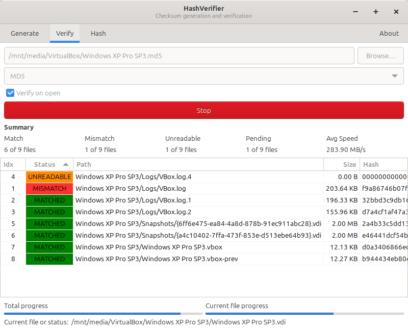 HashVerifier in action