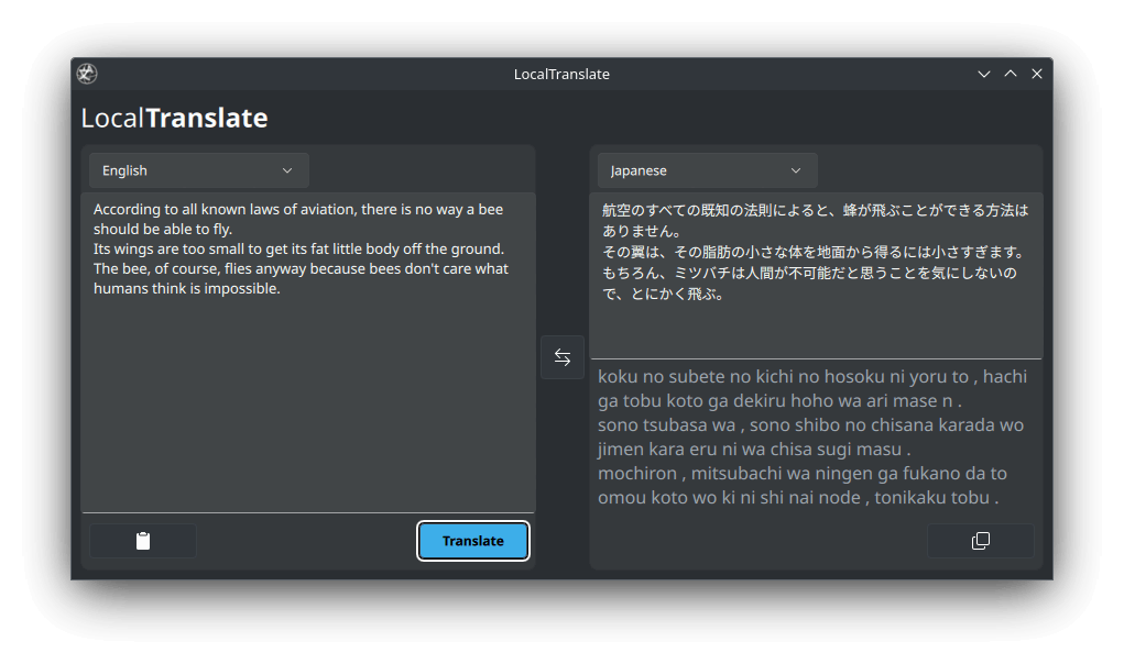 LocalTranslate in action