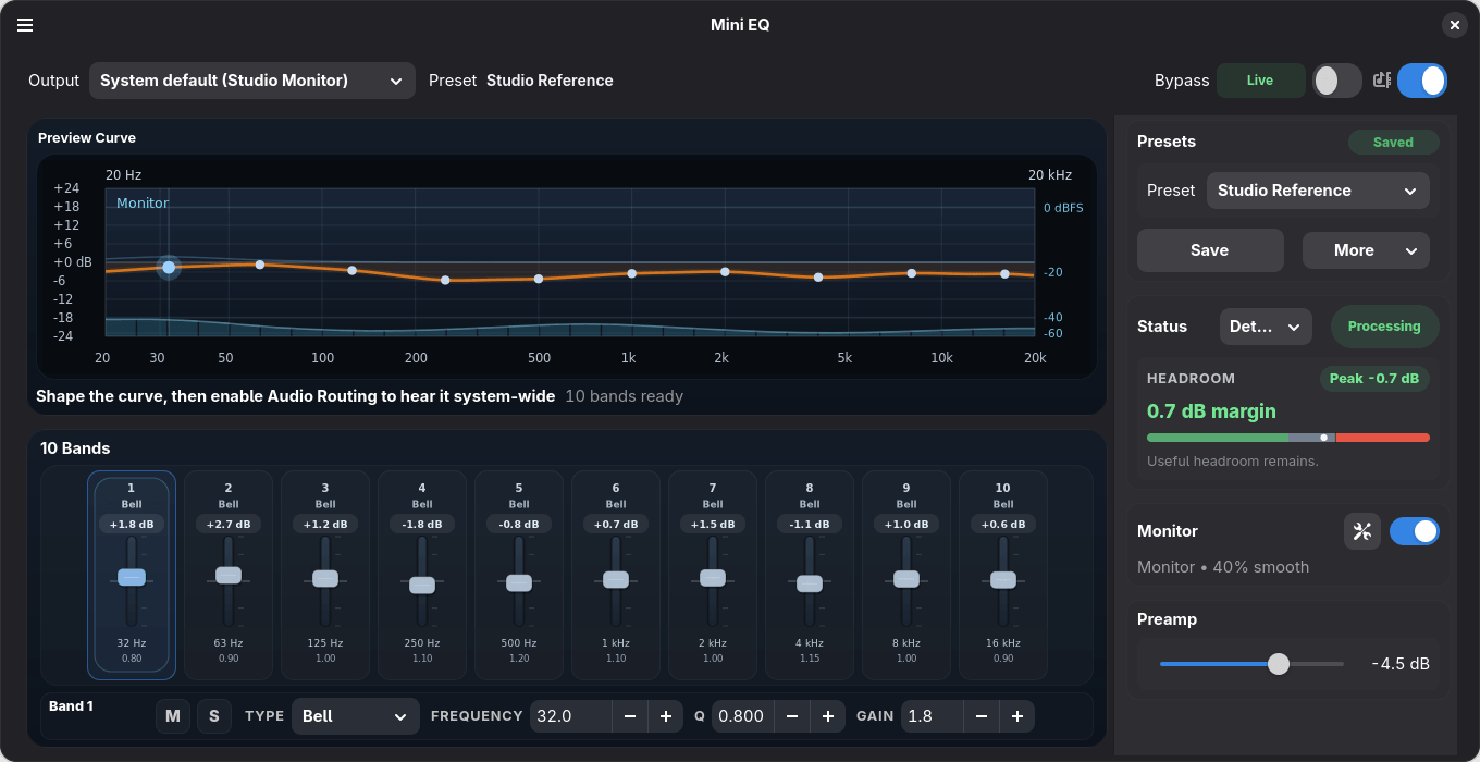 Mini EQ in action