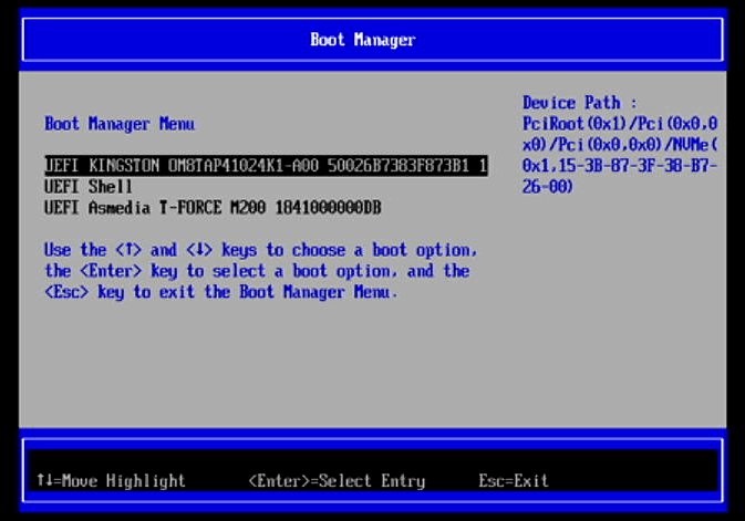 Boot Manager Menu