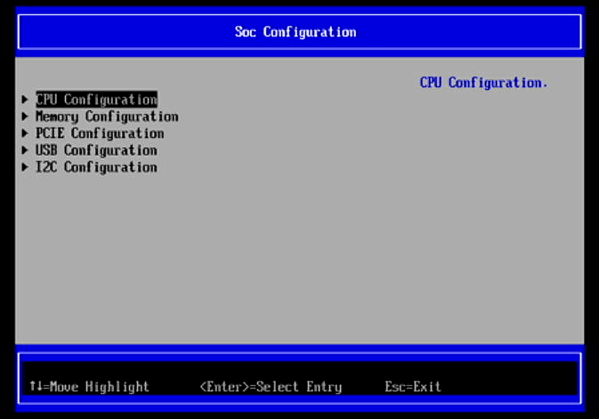 Soc Configuration Menu