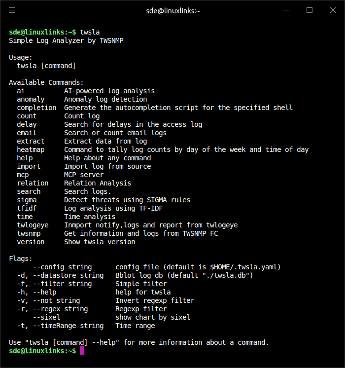 TWSLA commands and flags