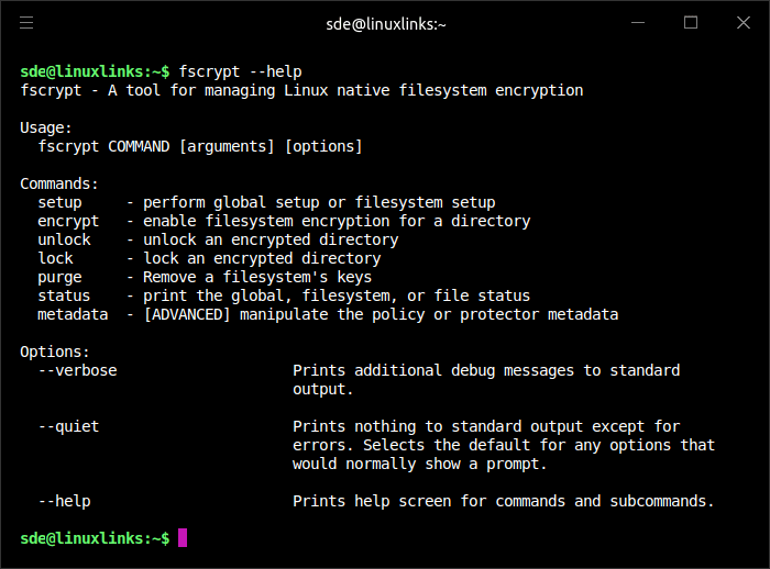 fscrypt commands