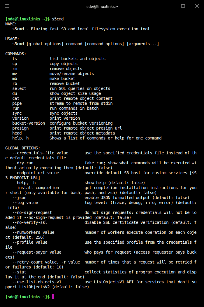 s5cmd help