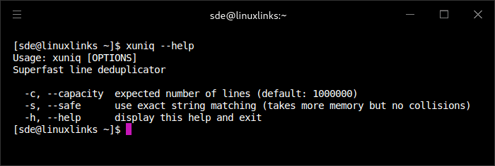 xuniq usage