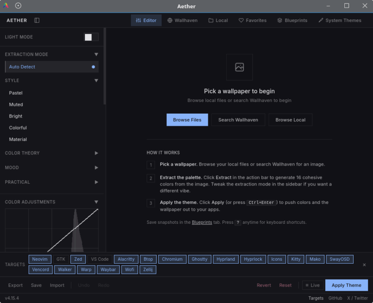 Aether - visual theming application - LinuxLinks