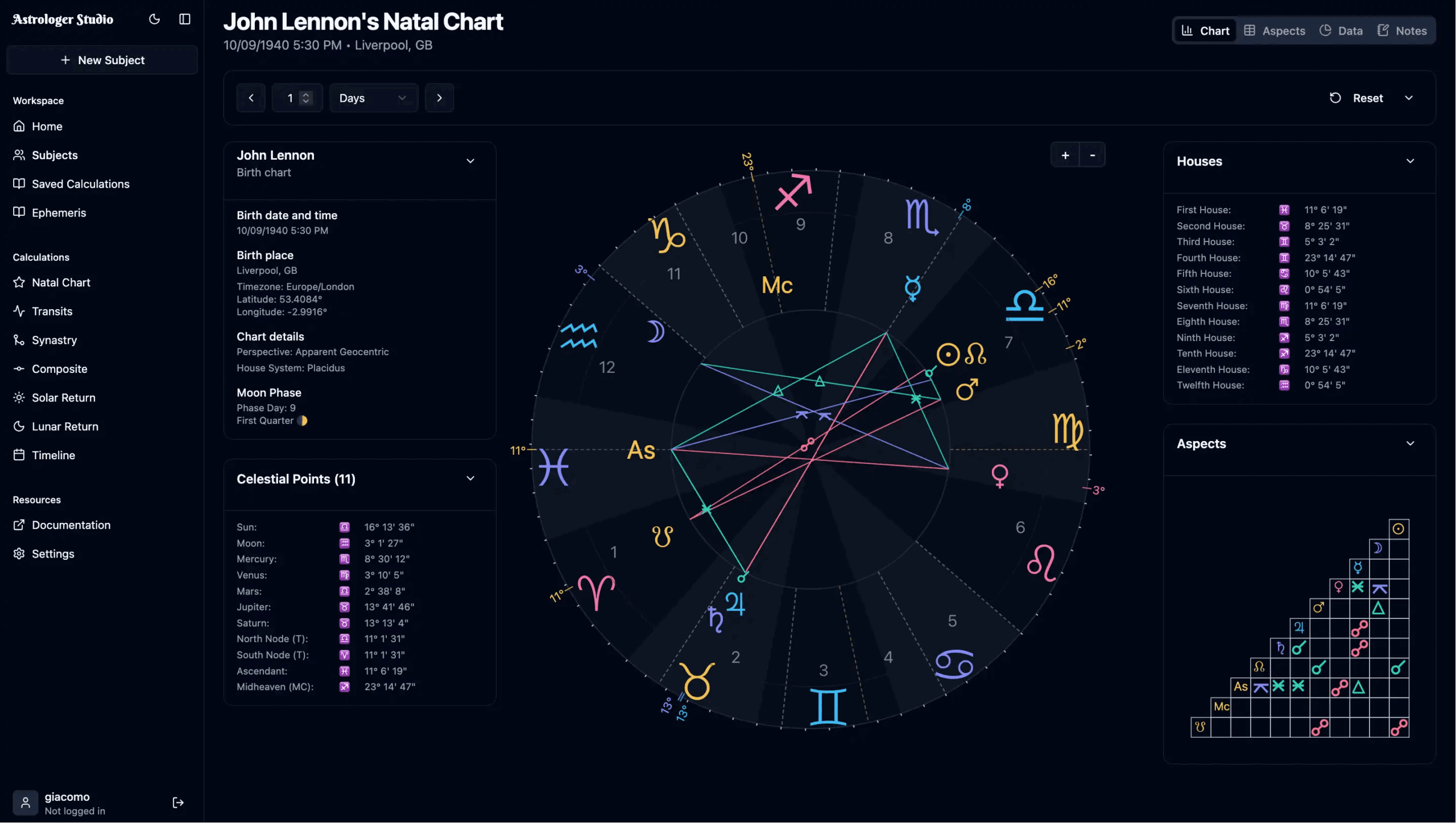 Astrologer Studio in action