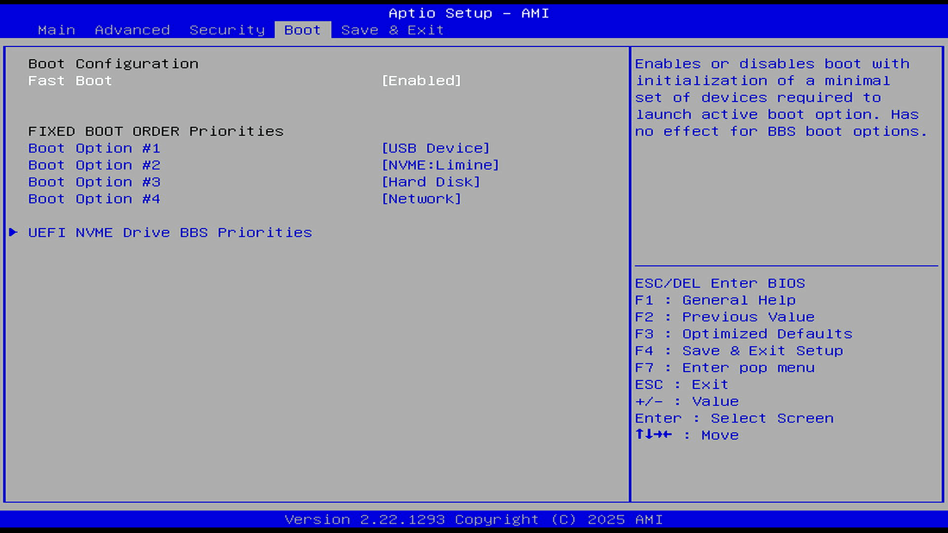 Boot menu