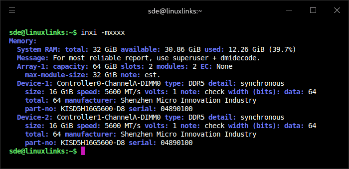 inxi -m