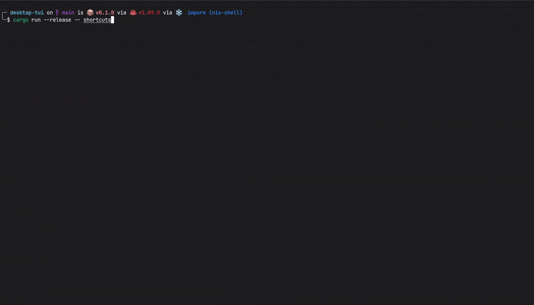 Desktop-TUI in action