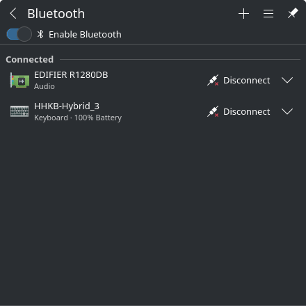 Bluetooth menu