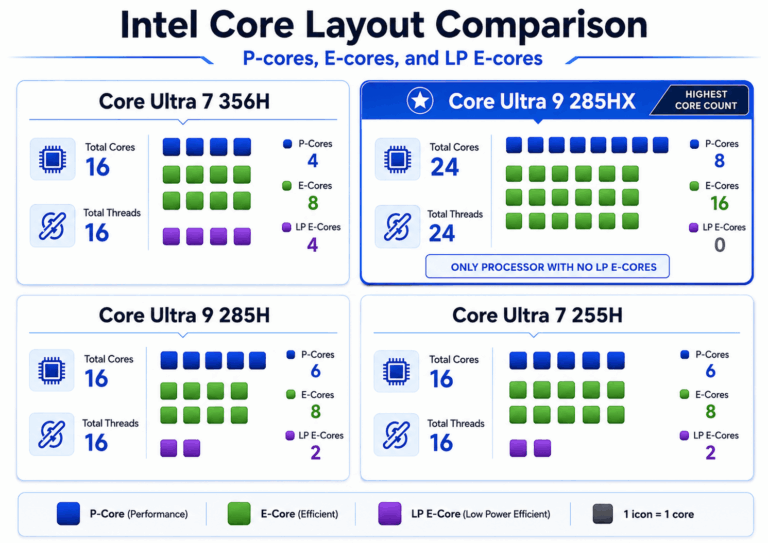 Core E P-Cores, E-Cores and LP E-Cores Compared Across 4 Intel Processors ...