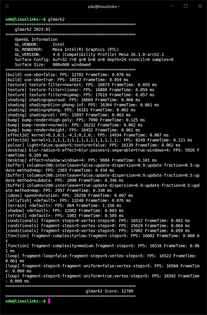 glmark2 benchmark on the M2