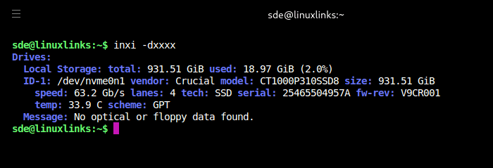 inxi -d output