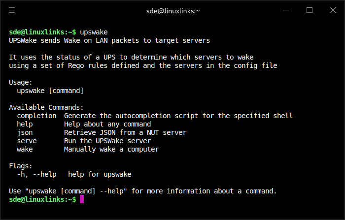 UPSWake commands