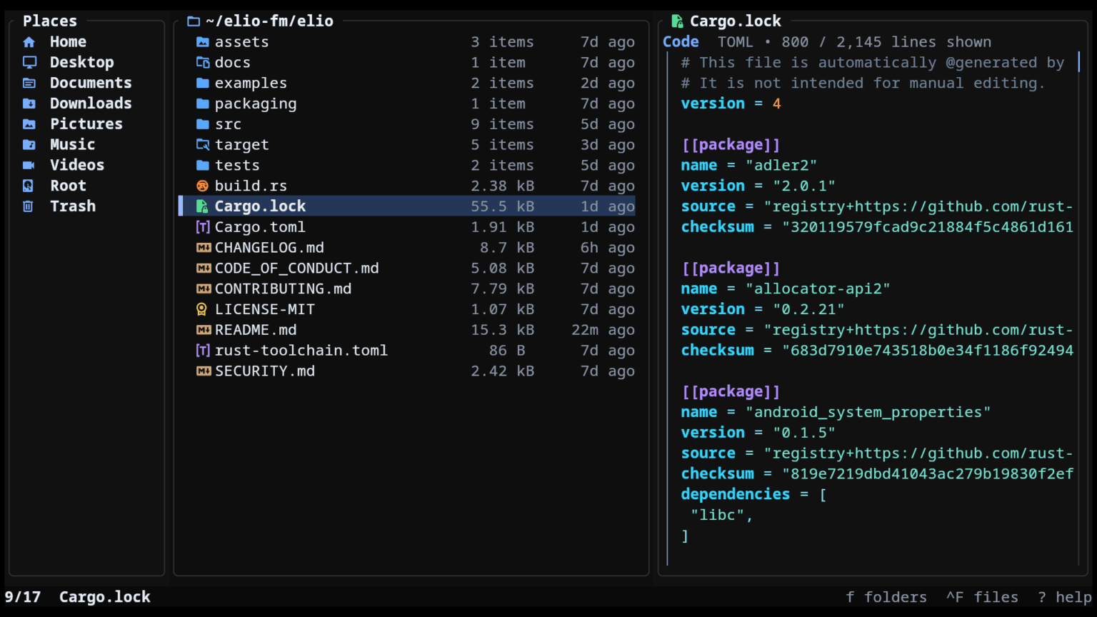 elio - terminal file manager - LinuxLinks