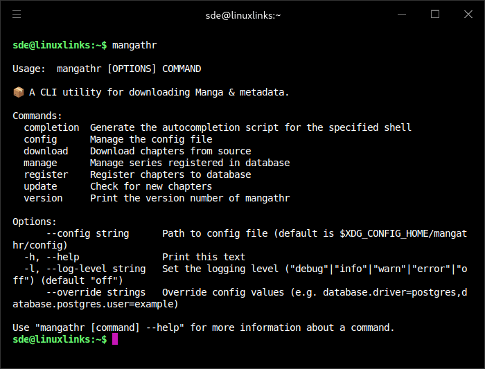 manathr commands and options