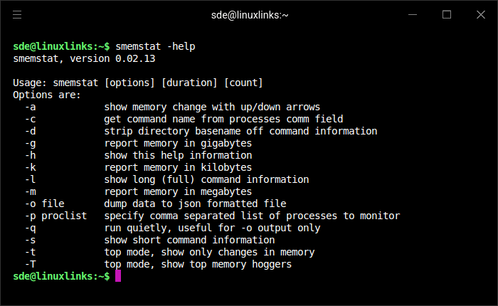 smemstat options