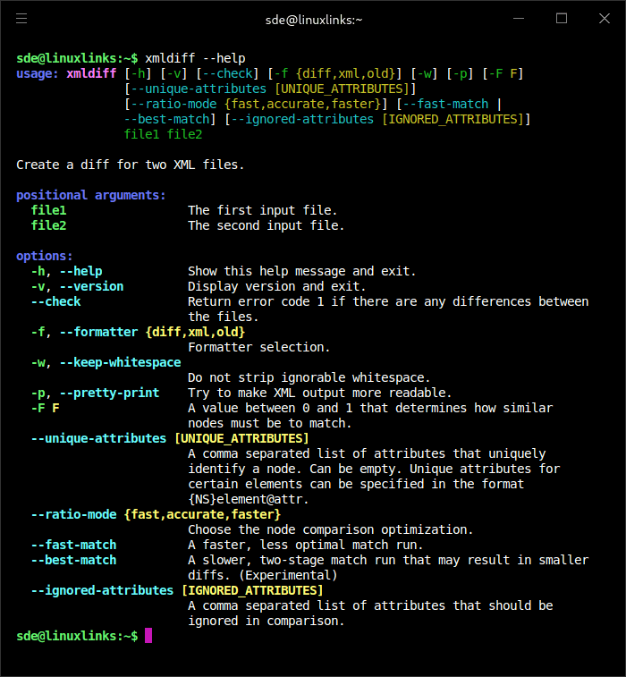xmldiff options