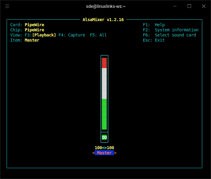 AlsaMixer in action