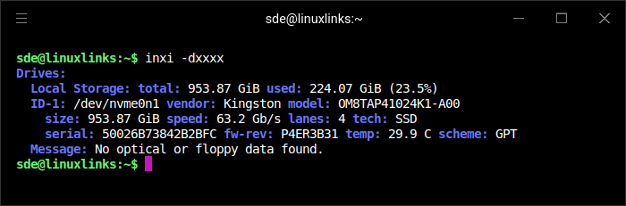 inxi -d output