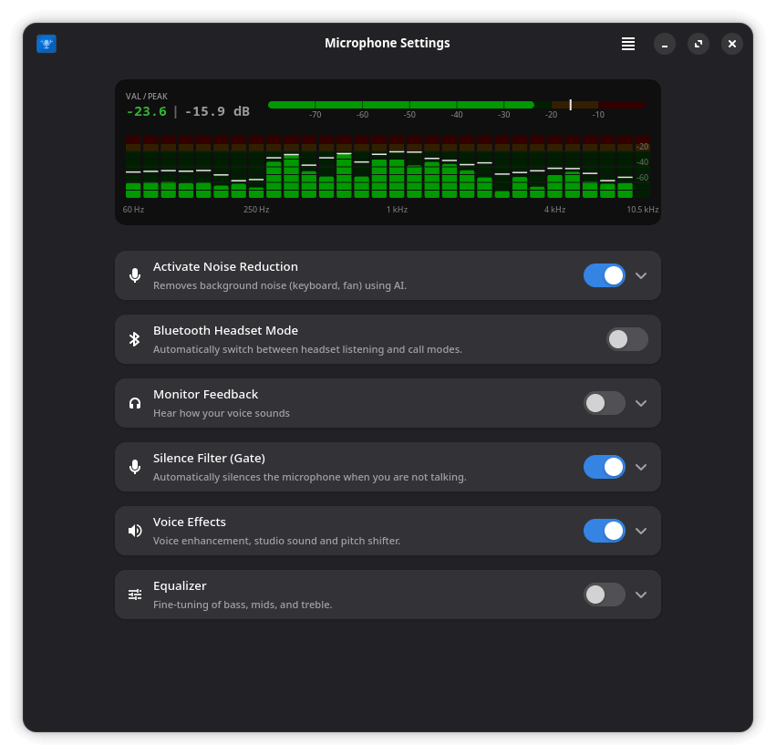 BigLinux Microphone in action