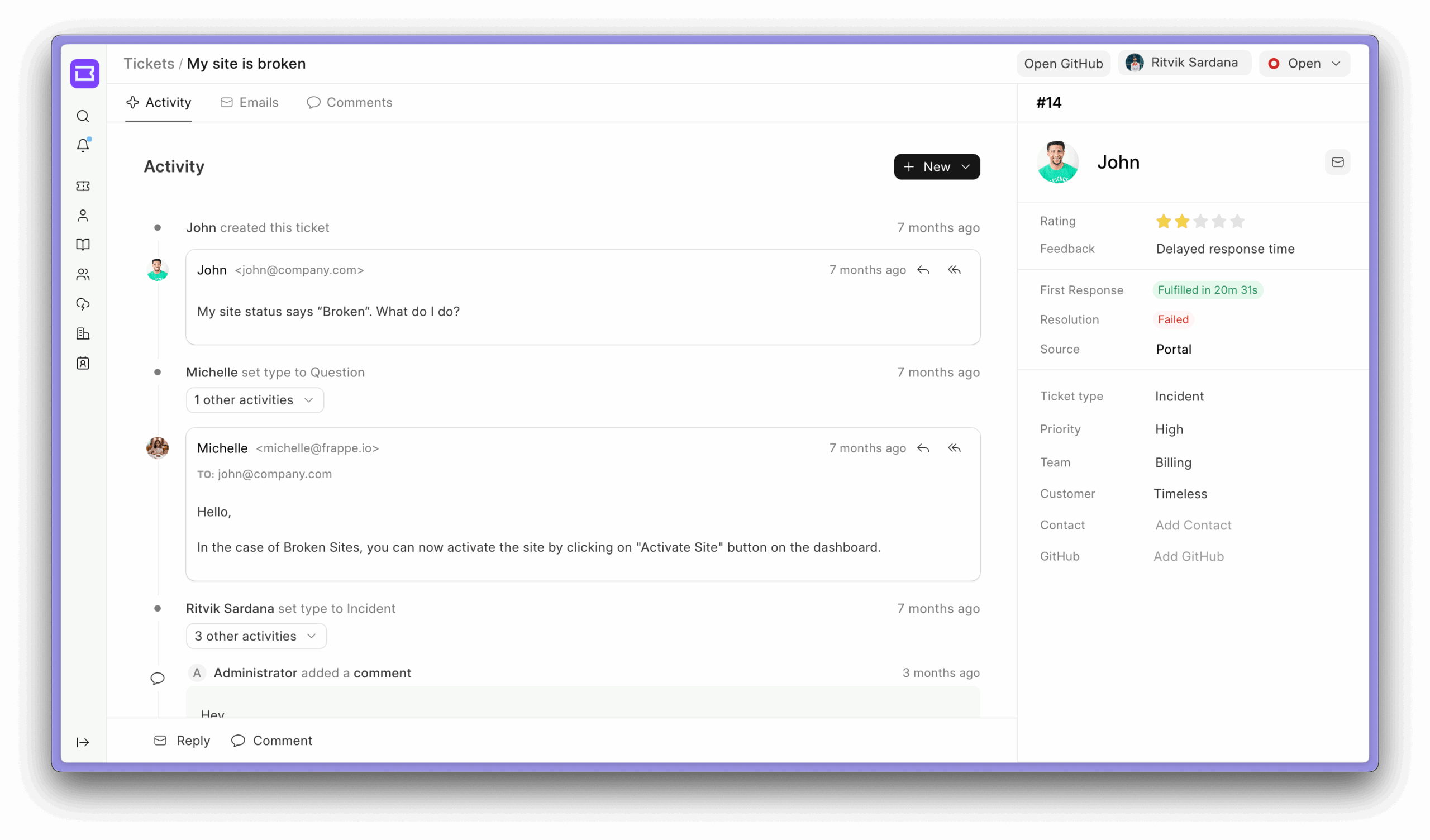 Frappe Helpdesk in action