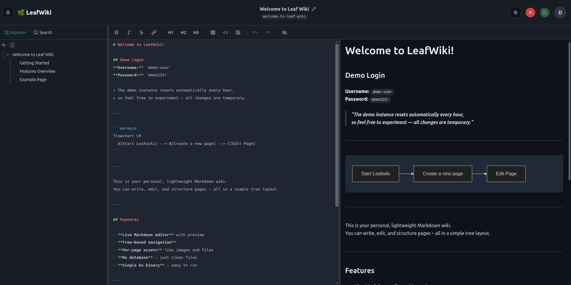 LeafWiki in action