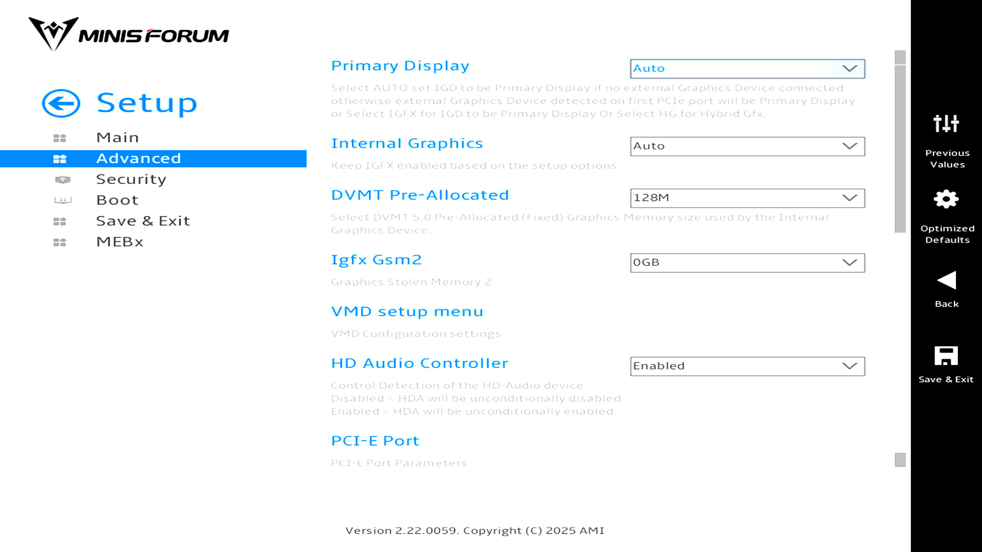 Onboard Devices setting