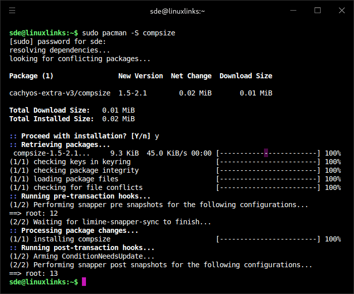 Install compsize