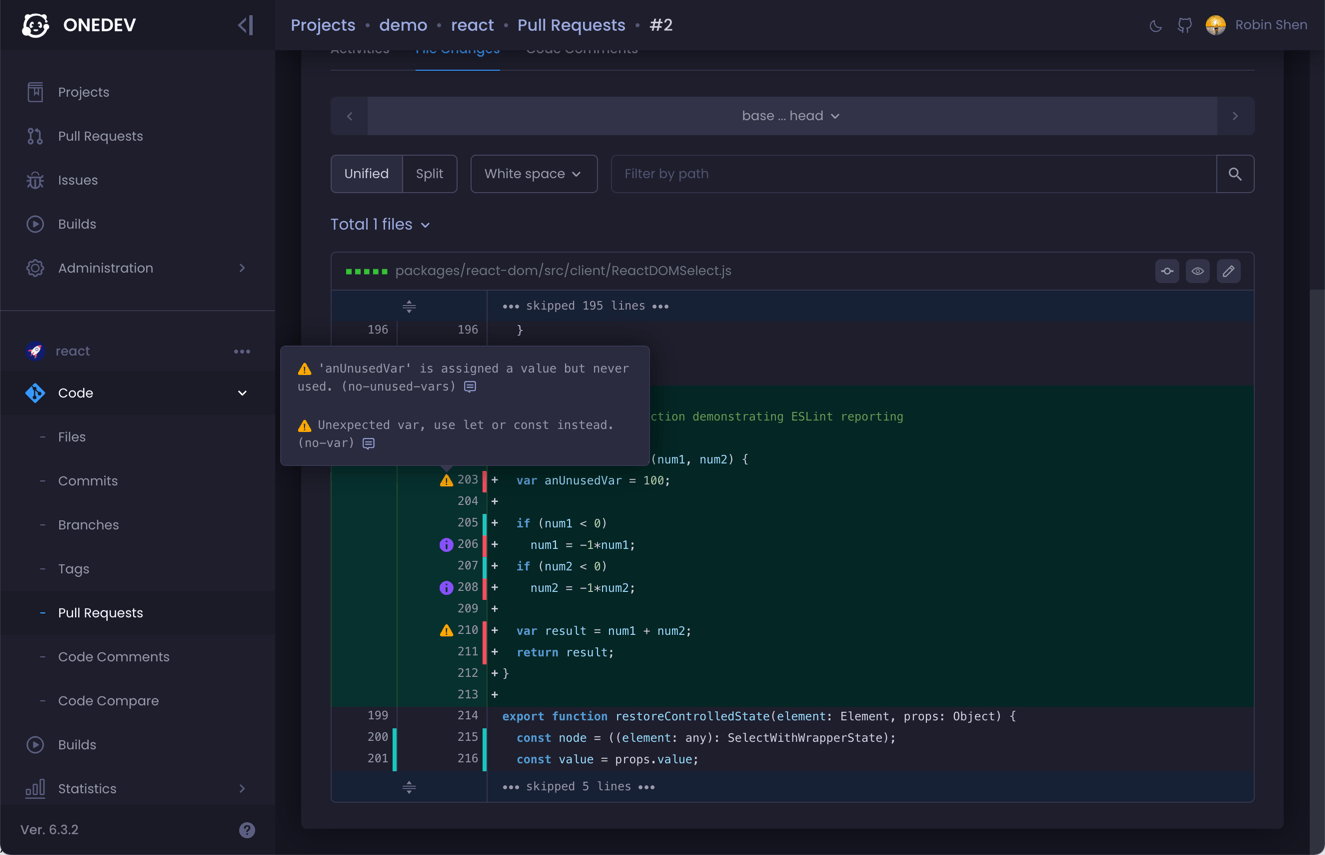 OneDev in action
