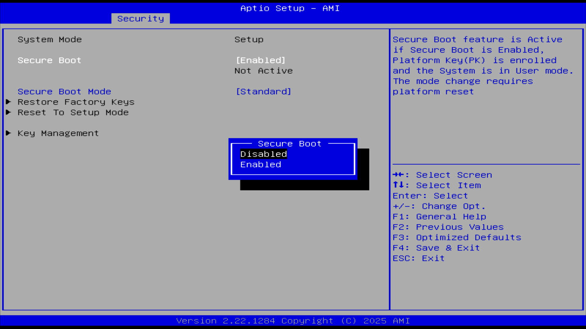 Disable Secure Boot