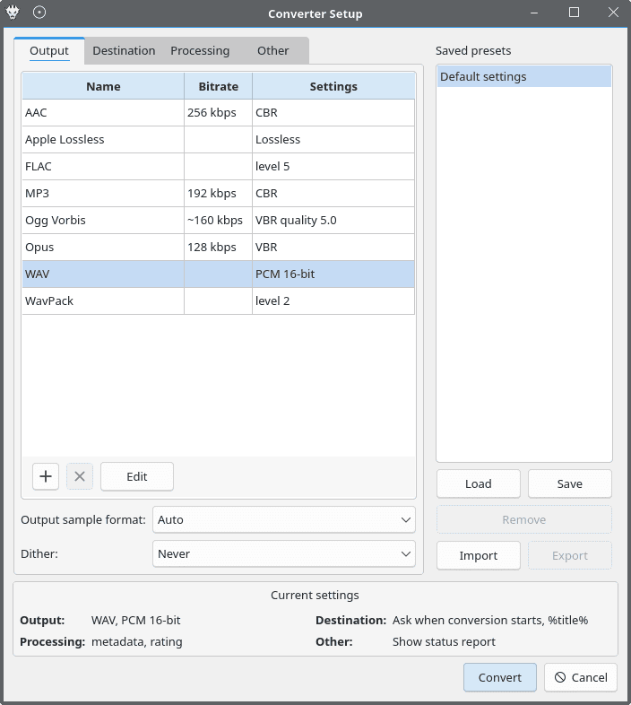 Audio conversion