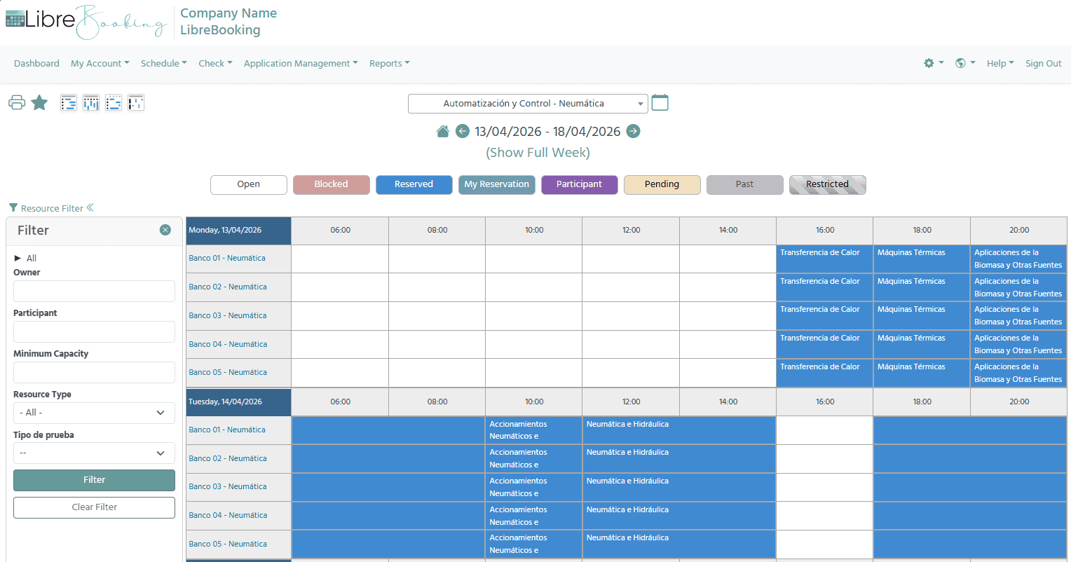 LibreBooking in action