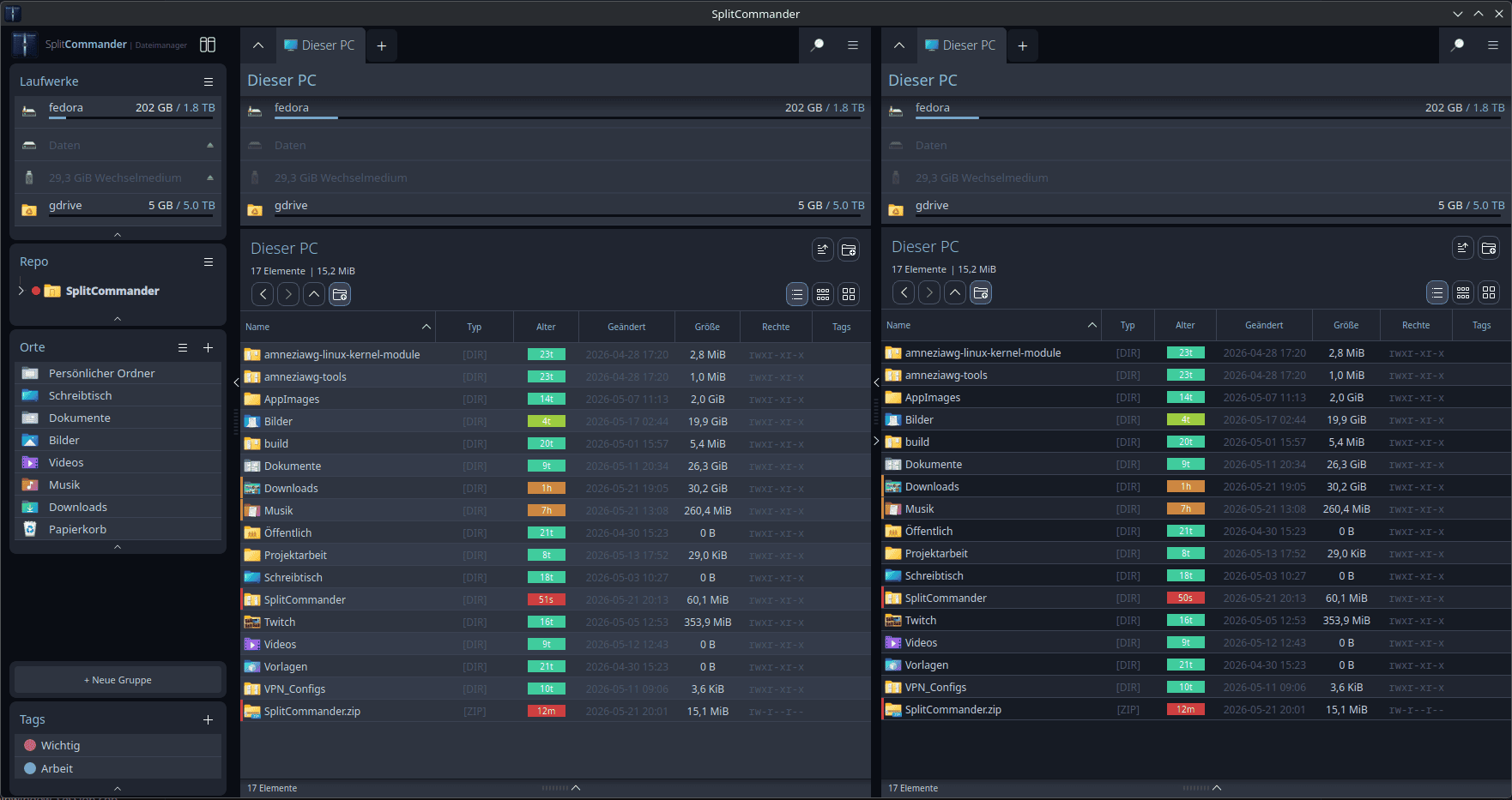 SplitCommander in action