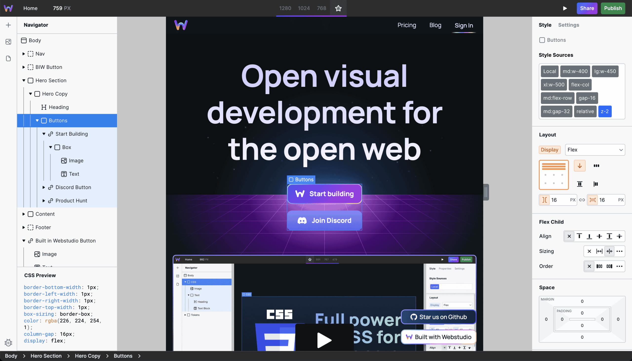 Webstudio in action
