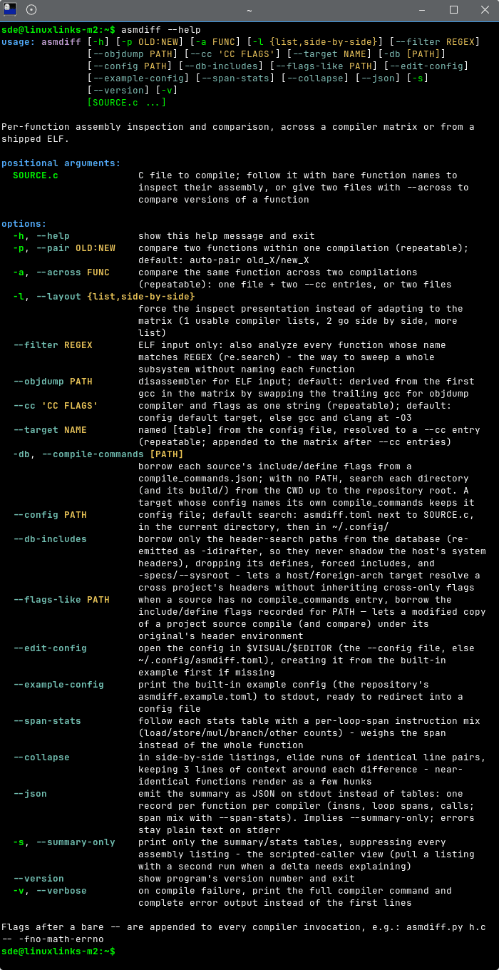 asmdiff options