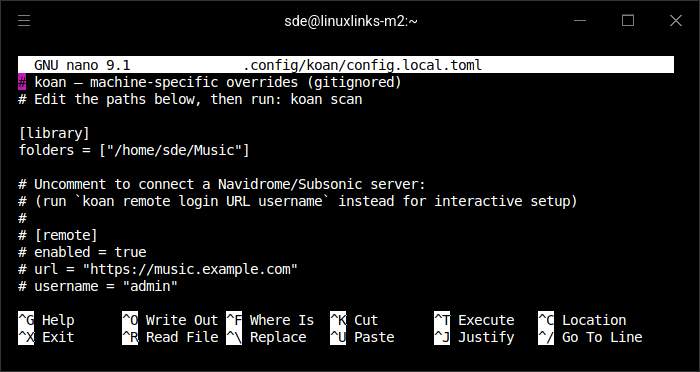 Editing the config file