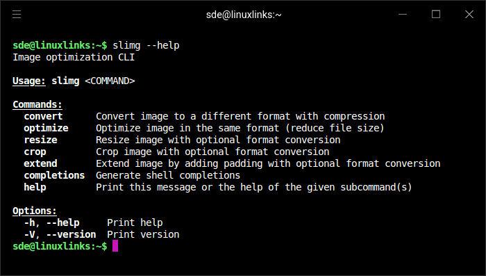 slimg commands