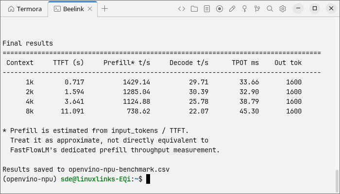 Modified benchmark script
