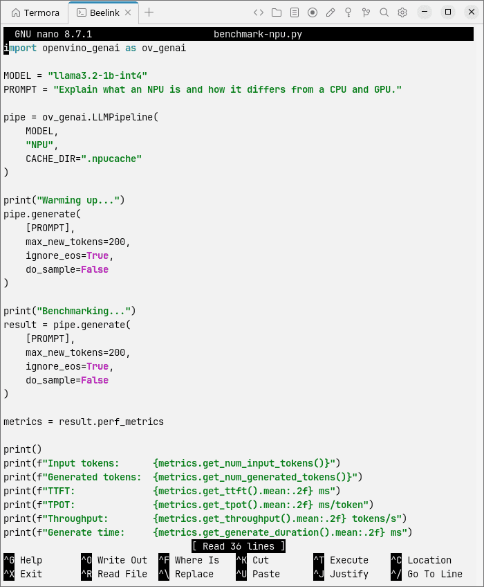 Benchmark Python script