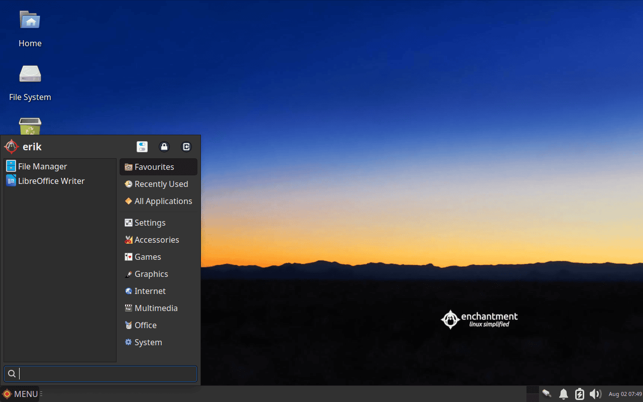 Enchantment OS desktop