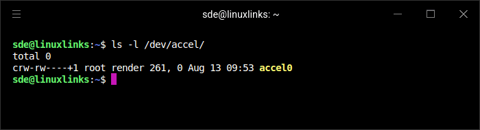 Ubuntu detecting the Intel Panther Lake NPU and exposing it as an accelerator device