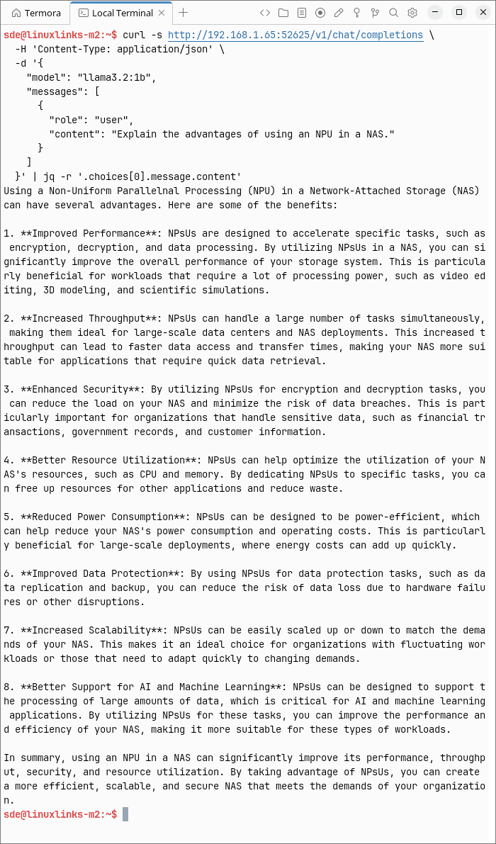 Query sent to the NAS