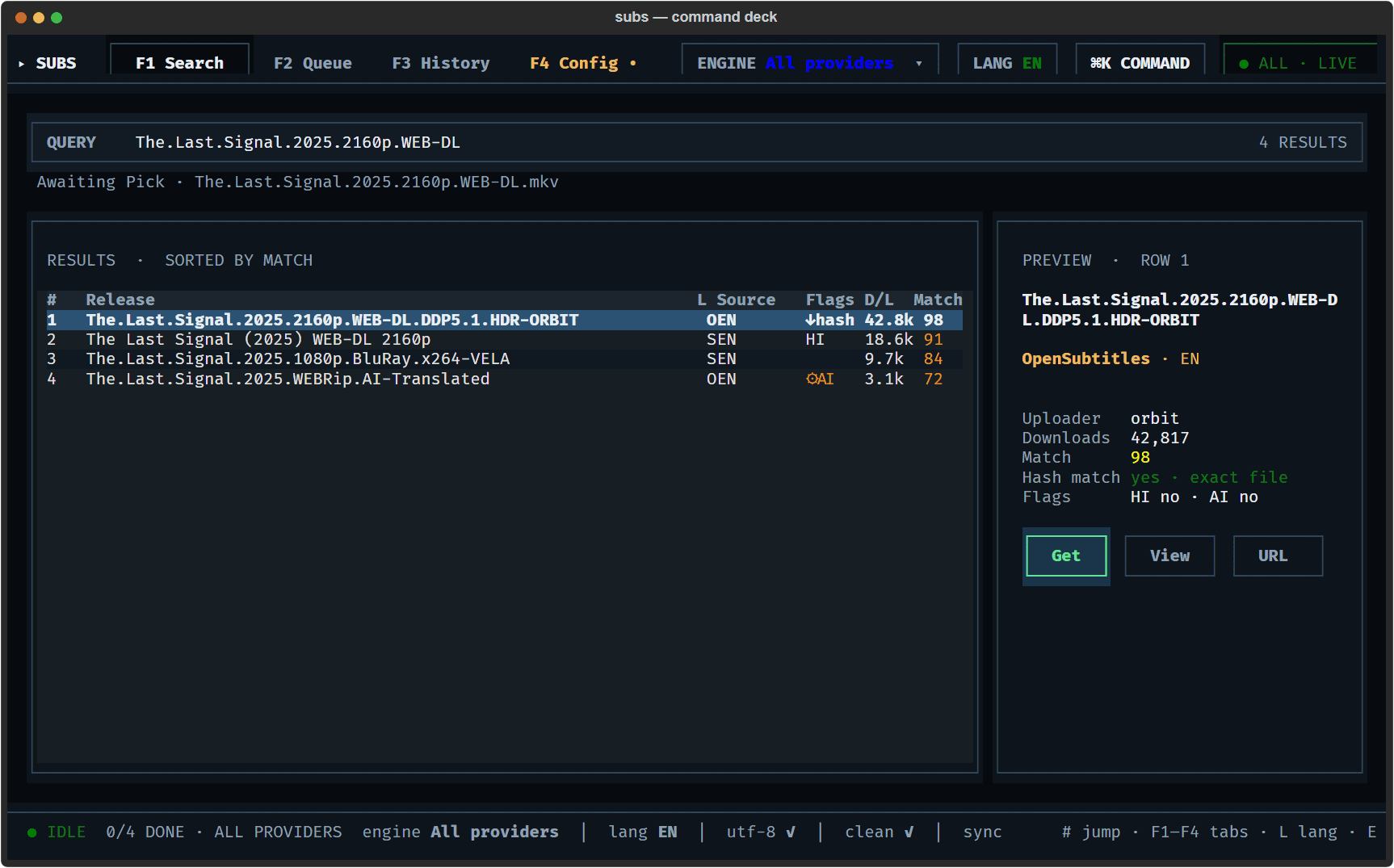 Subtitle Downloader in action