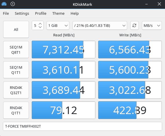 KDiskMark benchmark